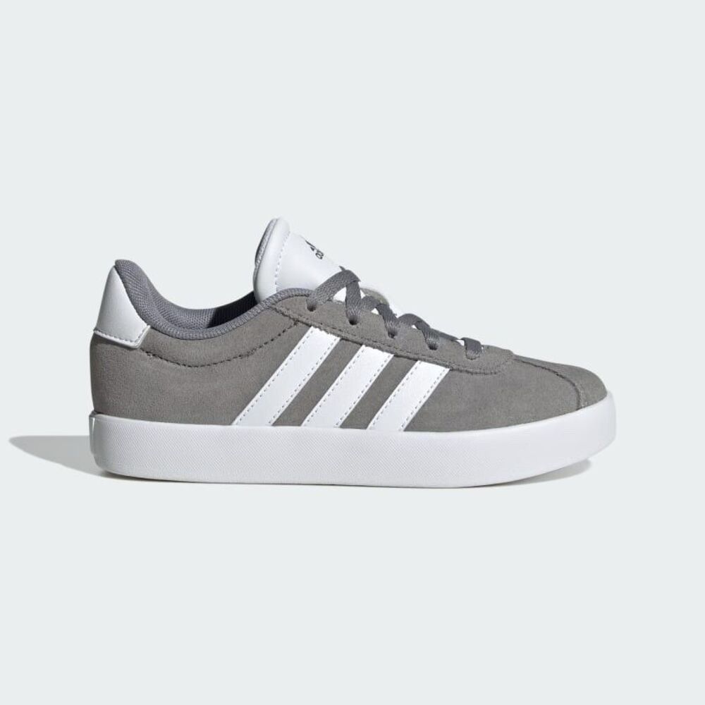 Adidas VL Court 3.5 Kids Sneakers Gray White Suede Lace-Up Casual Shoes